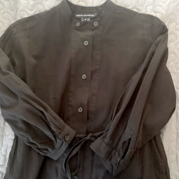 French Connection size 4 black draw waist shirt - Picture 7 of 7